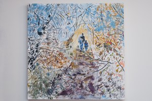 acrylic on canvas. first of a new style of painting for me. Taken from a photo of a walk in a prairie bush in Saskatchewan.